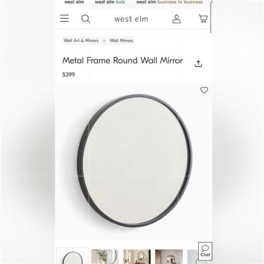 NEW West Elm Black Circle Round Matte Framed Boho Wall Entry Mirror - 24" x 24" - Picture 5 of 10